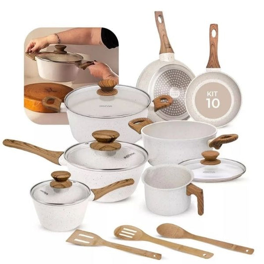 Jogo de Panelas Mônaco - 10 Peças Revestimento Cerâmico